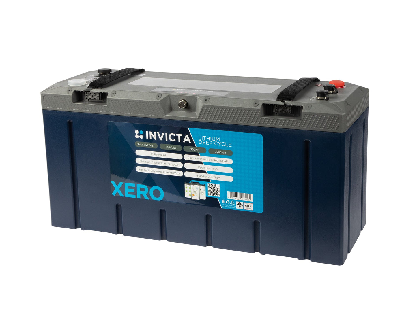 Invicta Xero SNLX12V200BT 12V 200Ah LiFePO4 battery with Bluetooth and CAN bus
