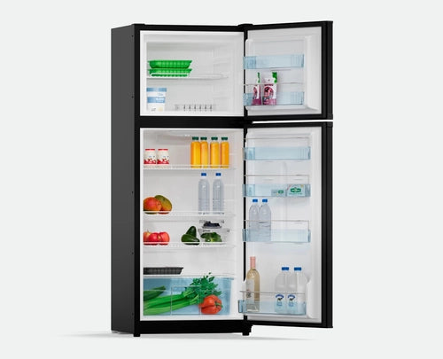 Bushman DC225L-X 225L upright fridge freezer fully open