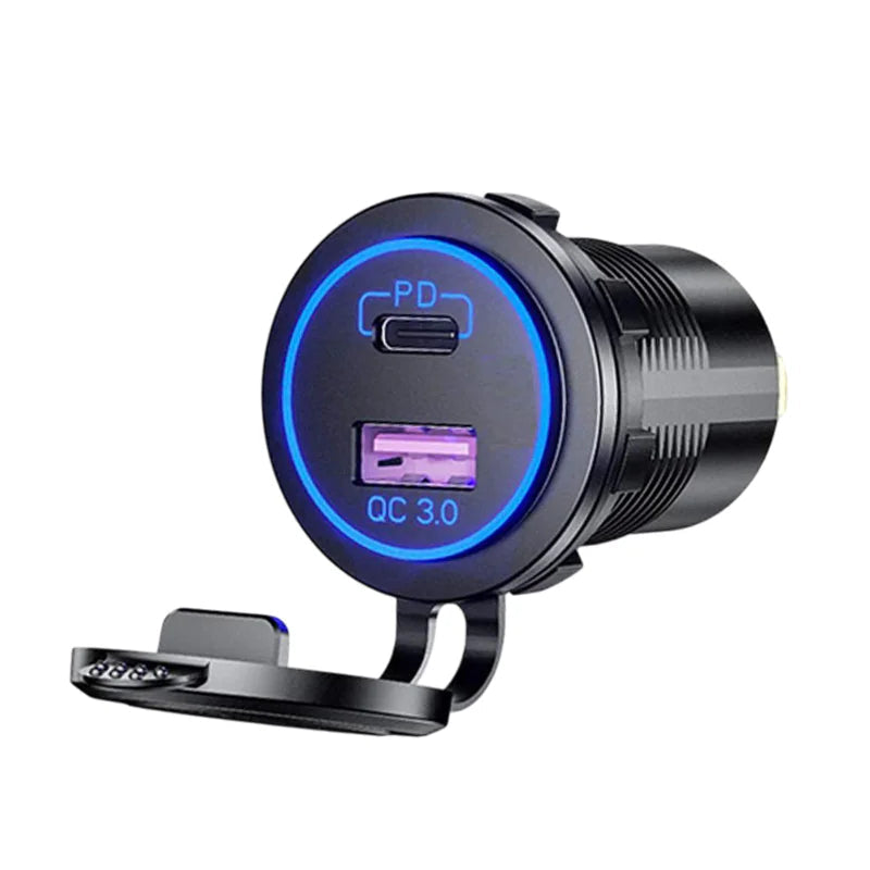 12V USB-C + USB-A Flush Charger | Campervan