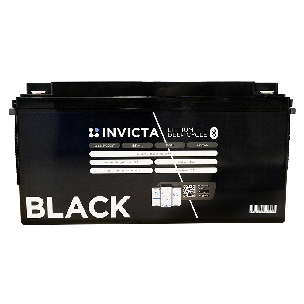 Invicta Black SNLB12V300BT 12V 300Ah LiFePO4 battery with Bluetooth